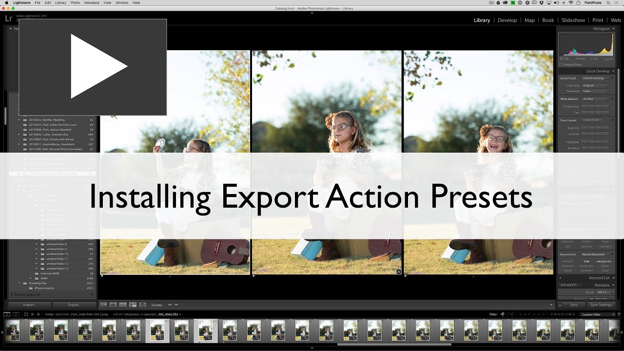 Installing Export Action Presets in Lightroom