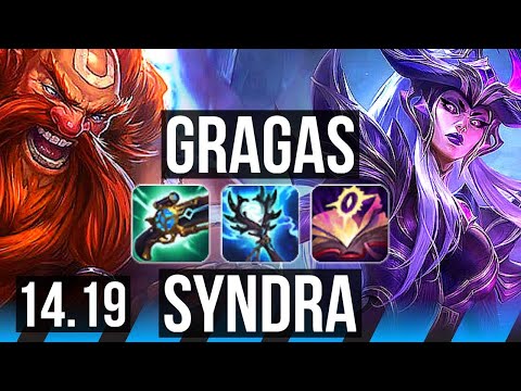 GRAGAS vs SYNDRA (MID) | 19/2/6, Legendary, 6 solo kills, 500+ games | EUW Master | 14.19