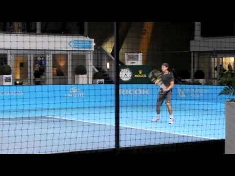 Nadal practicing at the 2011 ATP finals