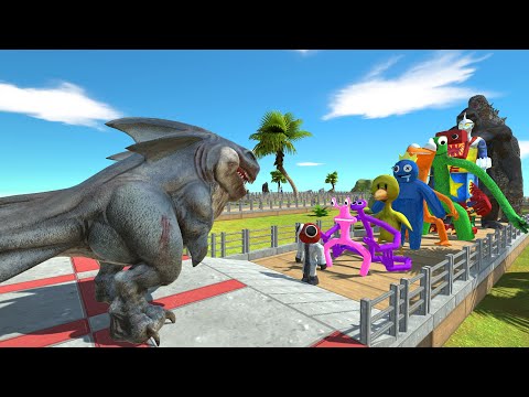 Megalodon Rex vs Rainbow Friends OASIS DEATH RUN - Animal Revolt Battle Simulator