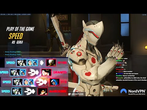 Necros Fastest Genji Main - 42 elims! POTG! [ Overwatch Season 31 Top 500 ]