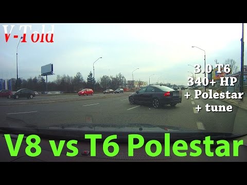 Volvo S80 4.4 V8 vs S80 3.0 T6 (Polestar tuned) street racing