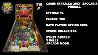 Farfalla 2017 - Zaccaria Pinball - Arcade mode, 3 balls - 186,482,950 points.
