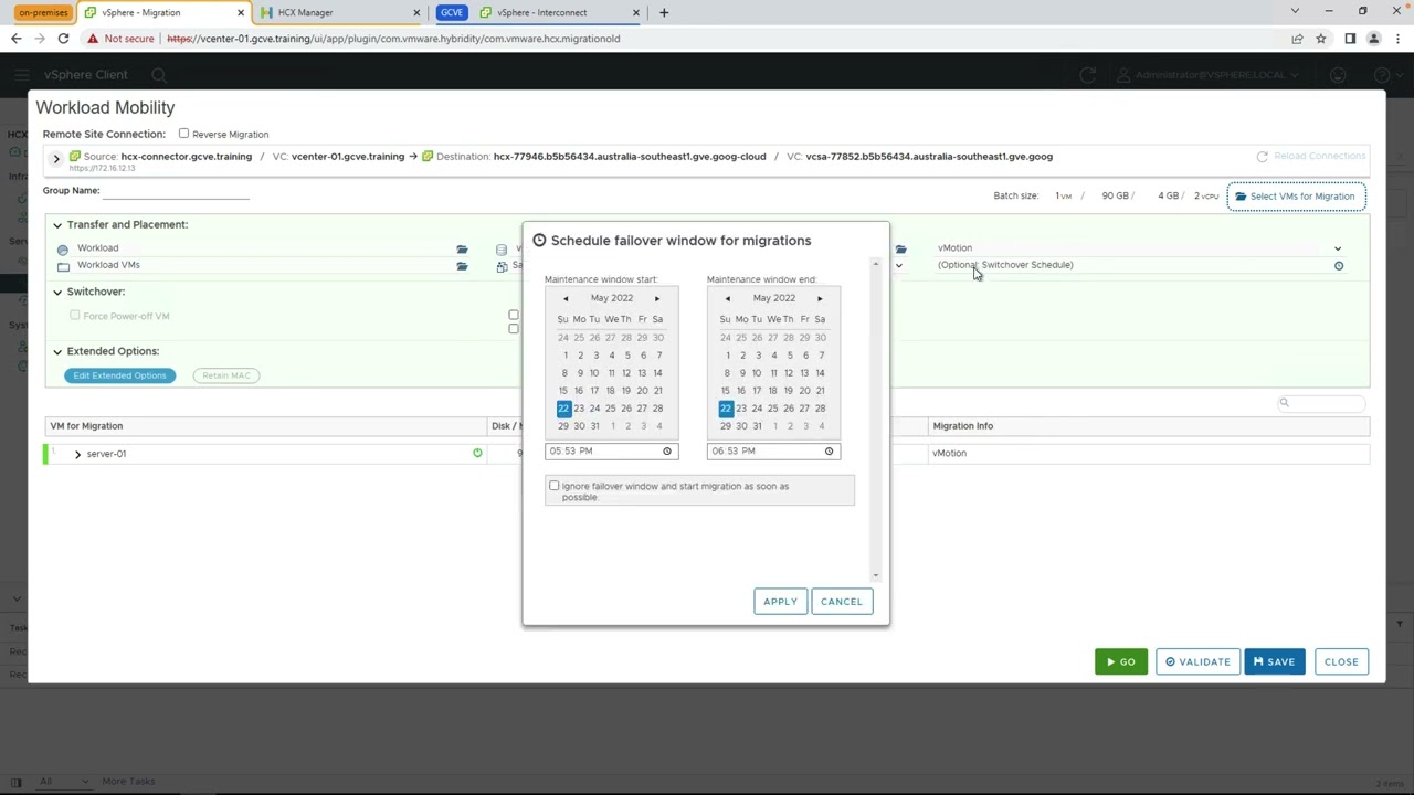 VMware HCX Workload Migration for Google Cloud VMware Engine
