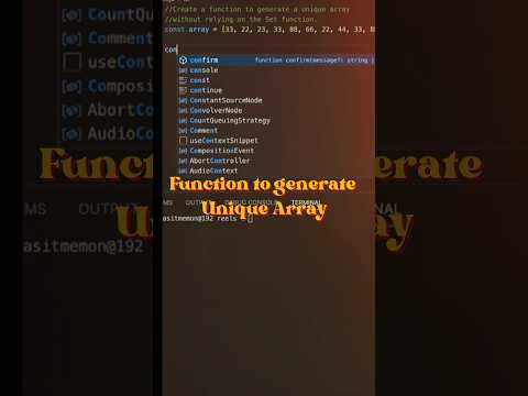 Function to generate unique array | coding | javascript | #shorts #javascript #coding