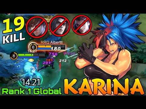 Death Descends! Karina 19 Kills Gameplay! - Top 1 Global Karina by 14.21 - Mobile Legends