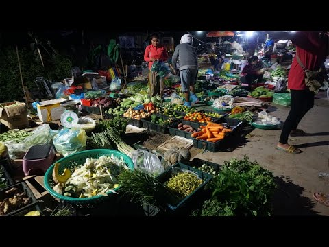 Early Morning Vegetables Market at Prek Phnov Bridge - Morning Vegetables Market  @Khan Prek Phnov