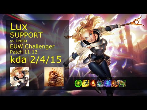 Lux Support vs Leona - EUW Challenger 2/4/15 Patch 11.13 Gameplay