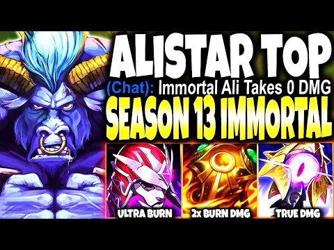 New Season 13 Alistar Immortal Top Lane Build ~ 3x BURN & HEALS | LoL Alistar Preseason s13 Gameplay