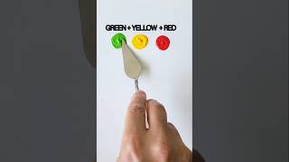 Mixing green yellow and red what colour does it make #colormixing #colourmixing #guessthecolour