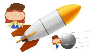 Um satélite. Doutora  McWheelie. Desenhos animados para crianças.