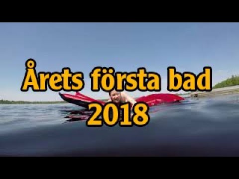 Första badet 2018 i Skärsjön utanför Nybro
