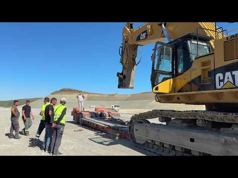 Caterpillar 385C Excavator Transport After Road Excavation Project - 4K - Sotiriadis/Labrianidis