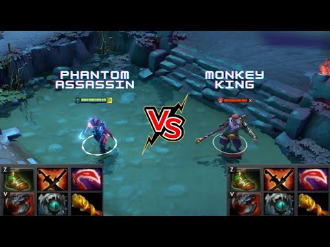 Dota 2 | Phantom Assassin vs Monkey King lvl 30 [WITH SKILLS] | Same Full Items