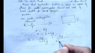 Hydraulic Radius is Equal to the depth of flow for wide rectangular channel IOE - TU 2069 Poush