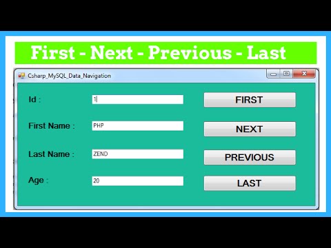 C# - MySQL Database Records Navigation Buttons First, Next, Previous, Last In C# [With Source Code] Video