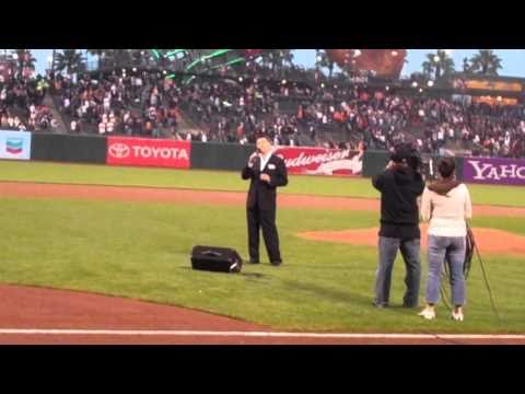 Jonathan Poretz sings the National Anthem at AT&T Park, Sept. 16, 2010
