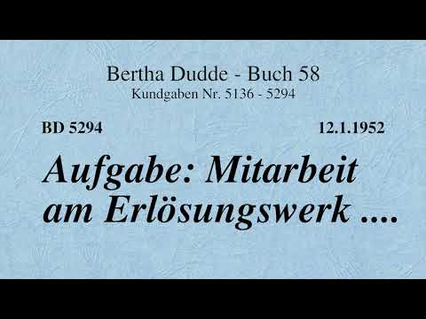 BD 5294 - AUFGABE: MITARBEIT AM ERLÖSUNGSWERK ....