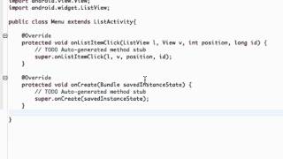 Android Application Development Tutorial - 18 - Create a List Menu from the ListActivity class