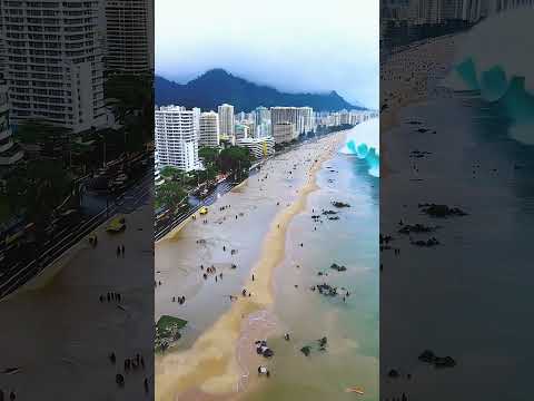 #onda gigante se forma após #mar recuar e invade cidade #youtubeshorts #viralshorts #tsunami