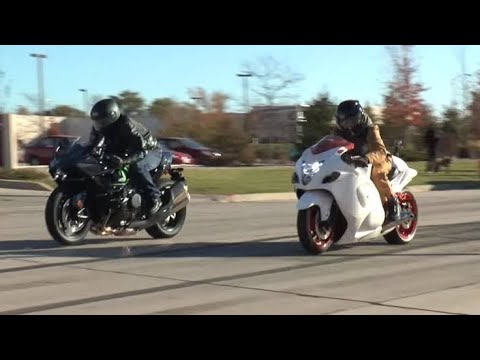 Ninja h2r vs Hayabusa drag race