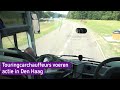 Touringcarchauffeurs voeren actie in Den Haag