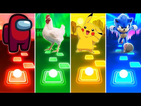 Among Us vs Chicken vs Pikachu vs Sonic - Tiles Hop