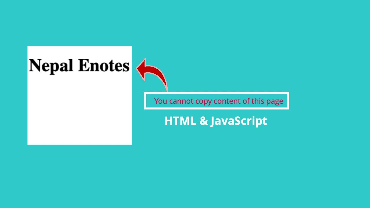 Disable Copy & Paste Option in HTML & JavaScript