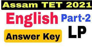 Answer Key of English of Assam TET Examination 2021. Paper1. @Lakshya's world