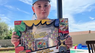 Ouverture coffret collection Poster Premium Mega Lucario Héros Transcendants