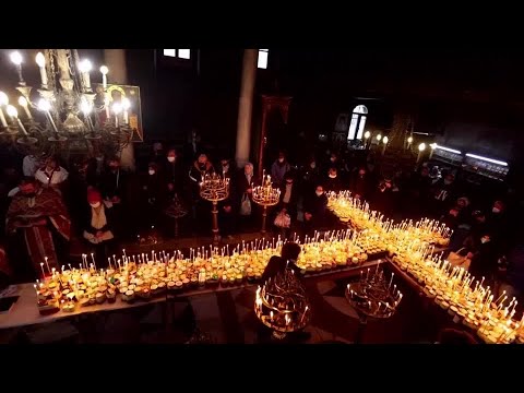Worshippers mark the day of Saint Haralampi in Bulgaria