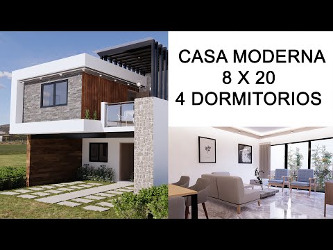 CASA MODERNA DE 8 X 20 METROS / 4 DORMITORIOS / ETAPA 2