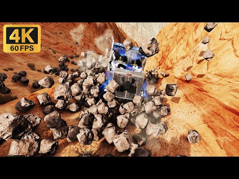 BeamNG.Drive - Cars vs Rockslide #7 (1500 Rocks)