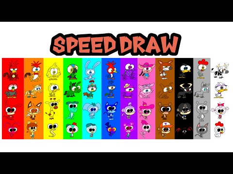 Colorful characters speed draw