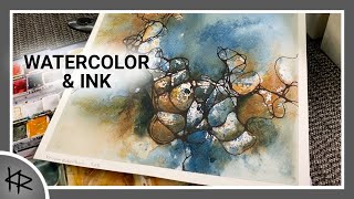 Abstract WATERCOLOR & INK Relaxing Painting Process - 302