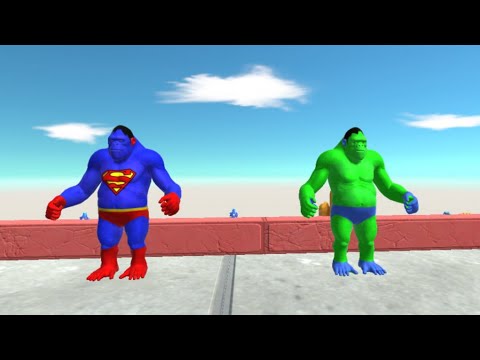 Hulk Goro and Superman Goro vs Wild Animals Dinosaurs Animal Revolt Battle Simulator