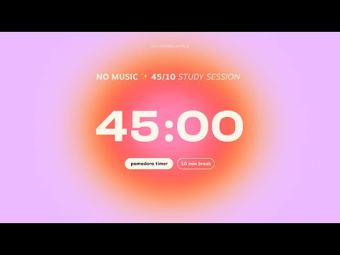 4-hour Pomodoro Timer for Studying 💜 45 min Study Session, 10 min breaks | Aesthetic Focus Countdown
