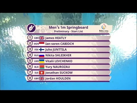 Baku 2015 European Games  - 1m Springboard (M) - Preliminary - English