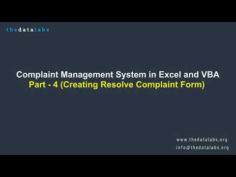 Complaint Management System in EXCEL and VBA ( PART 4 )