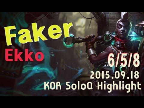 [LoL] Faker Ekko KOR SoloQ Highlight, 2015.09.18, SKT T1