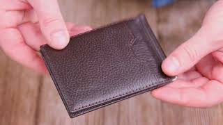 Відмінний затискач для грошей з натуральної шкіри KARYA 21353 коричневий