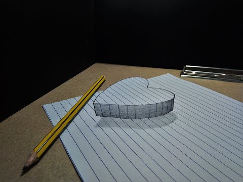 How to draw 3D Heart - Drawing 3D easy