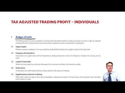Chapter 4 - Tax Adjusted Trading Profit – Individuals - ACCA Taxation (TX-UK) lectures