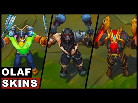 All Olaf Skins Spotlight SKT T1 Pentakill Brolaf Marauder Glacial Butcher (League of Legends)