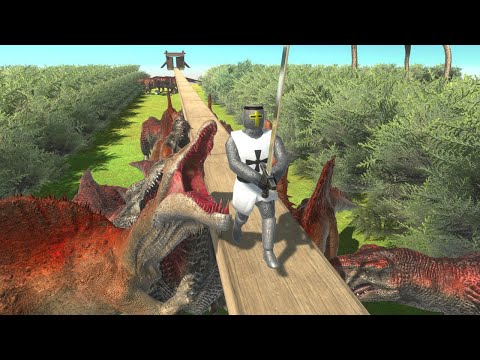 🔥Run Away from Hungry Dinosaurs on a Small Bridge - Animal Revolt Battle Simulator