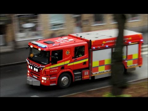 Brandbilar på utryckning i Uppsala 11 november 2014