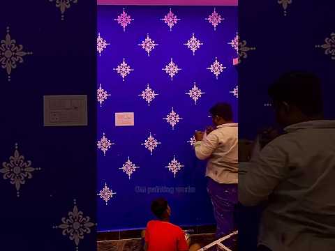 Wall stencil design #ompaintingworks #wallpainting #homedecorideas #texturedesign #painting ￼