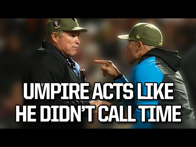 Umpire calls timeout then acts like he didn't call timeout, a breakdown
