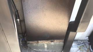 Gate in Beverly Hills. Wood sliding gate.