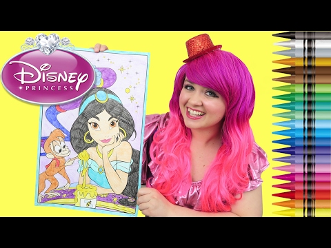 Coloring Princess Jasmine Aladdin GIANT Coloring Book Crayons | COLORING WITH KiMMi THE CLOWN Video